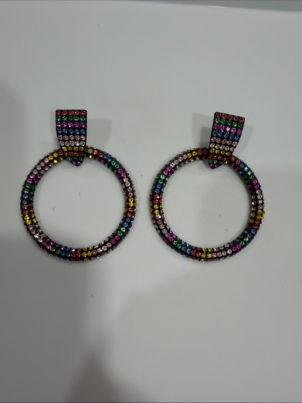 Multicolor Crystal Hoop Earrings - Women Jewelry